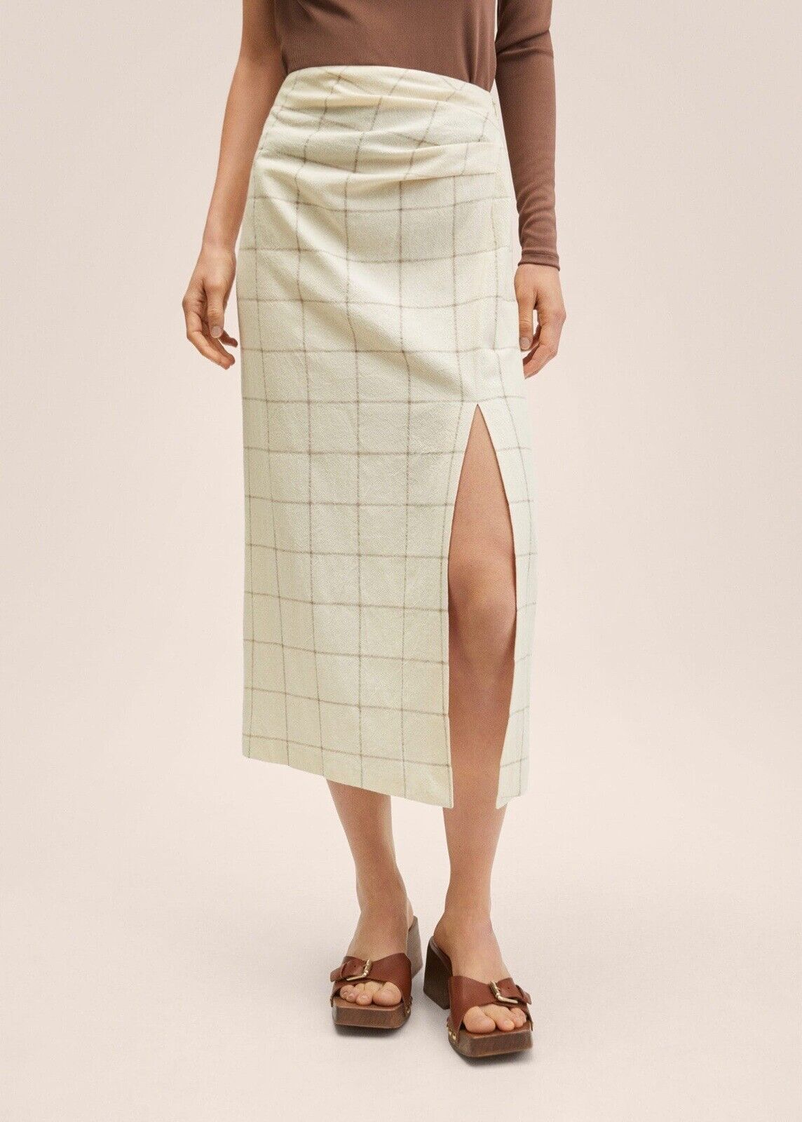Mango Check cotton skirt Medium BNWT