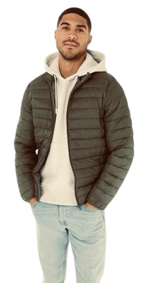 French Connection Mens Row Funnel Superlight Jacket Khaki XL RRP £100