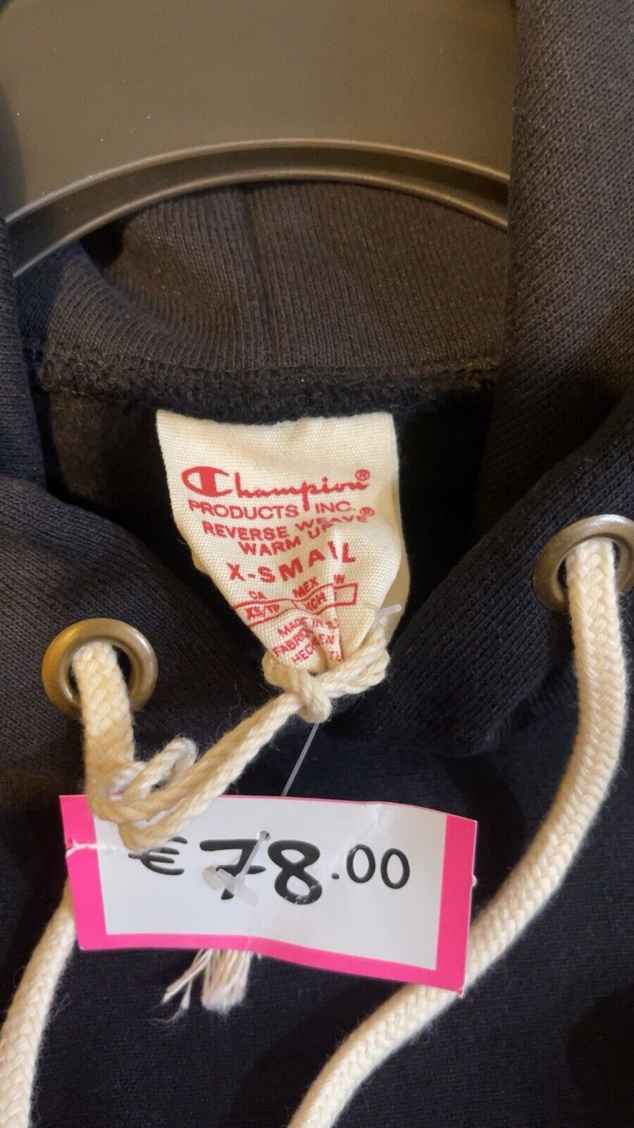 Champion Reverse Weave Pullover Hooded Sweatshirt Retro Navy XS