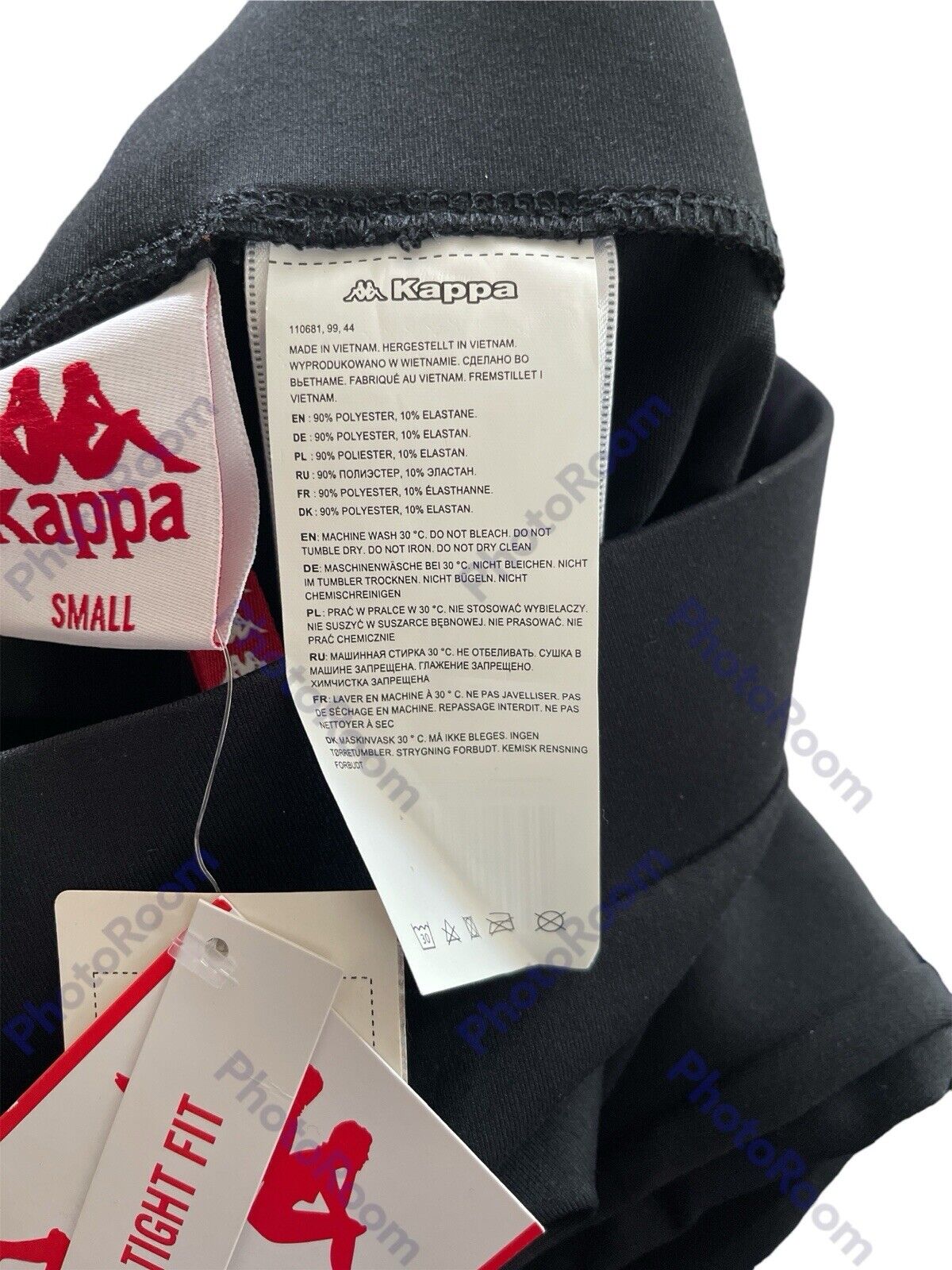 KAPPA Womens Graphic Leggings UK 10 Small Black Red Colourblock