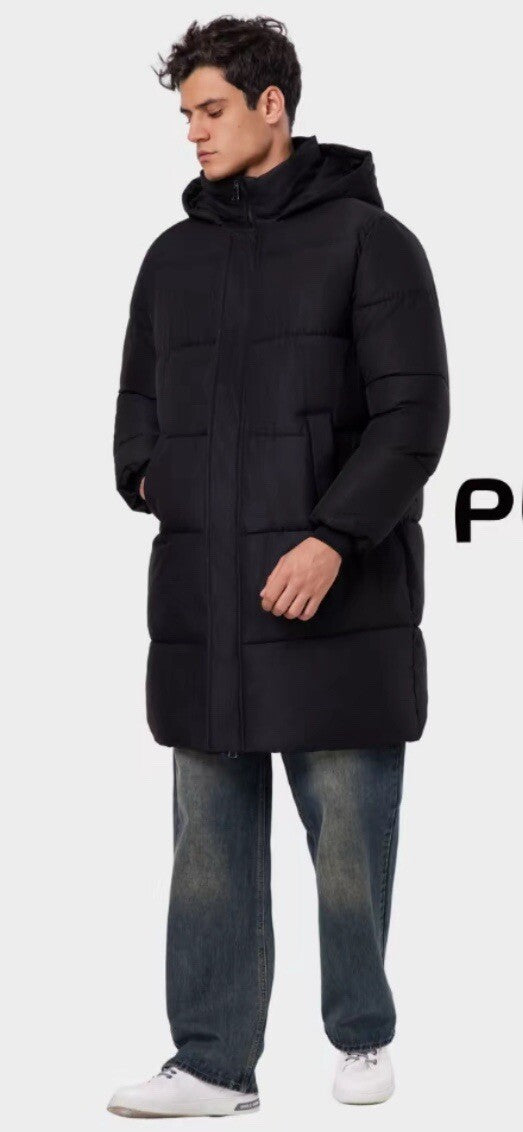 Puffit Hooded Puffer Jacket Coat Splashproof Menswear Black Size XL