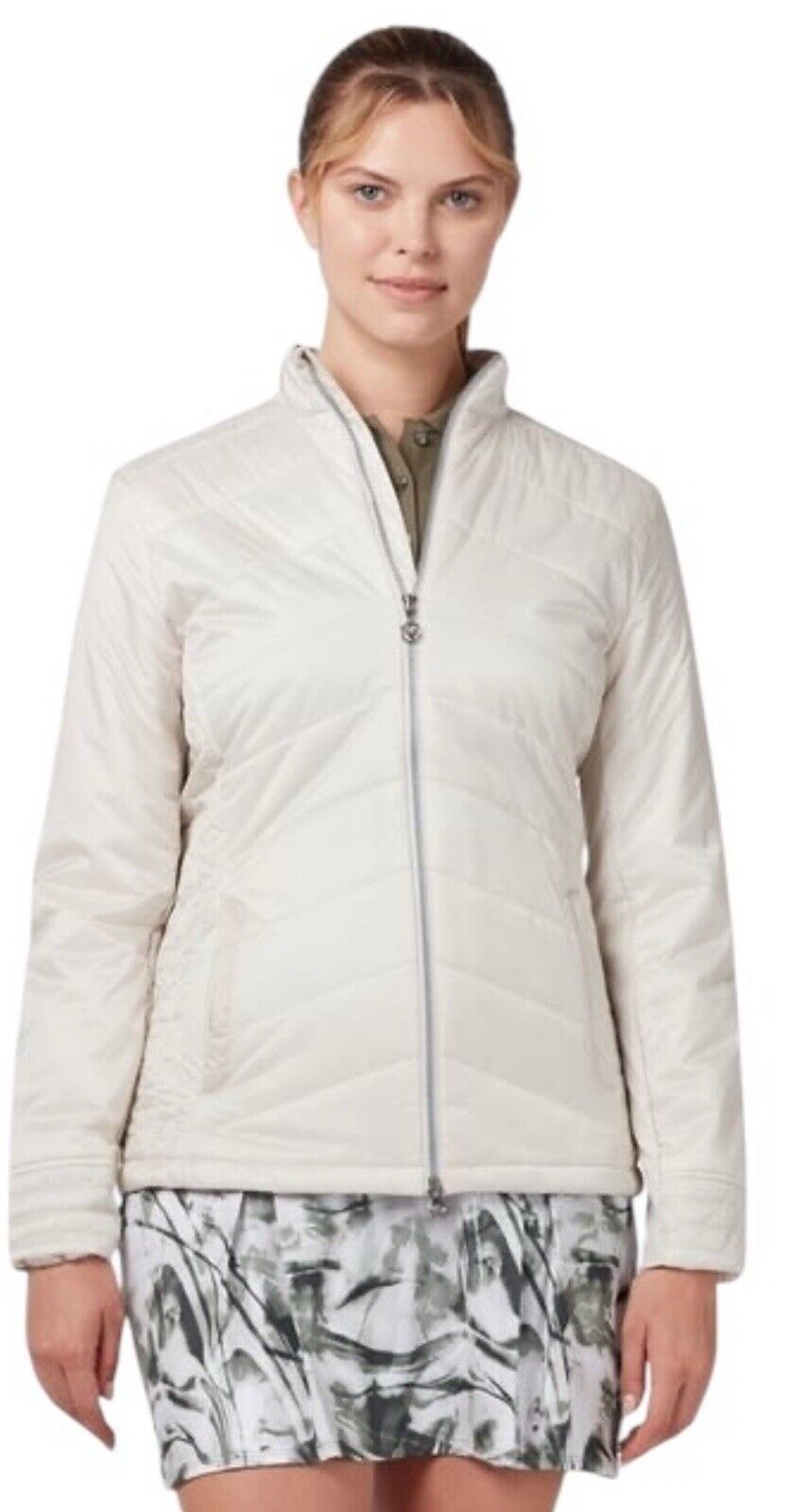 Callaway Ladies Golf Quilted Jacket Beige Moonbeam XL RRP £100