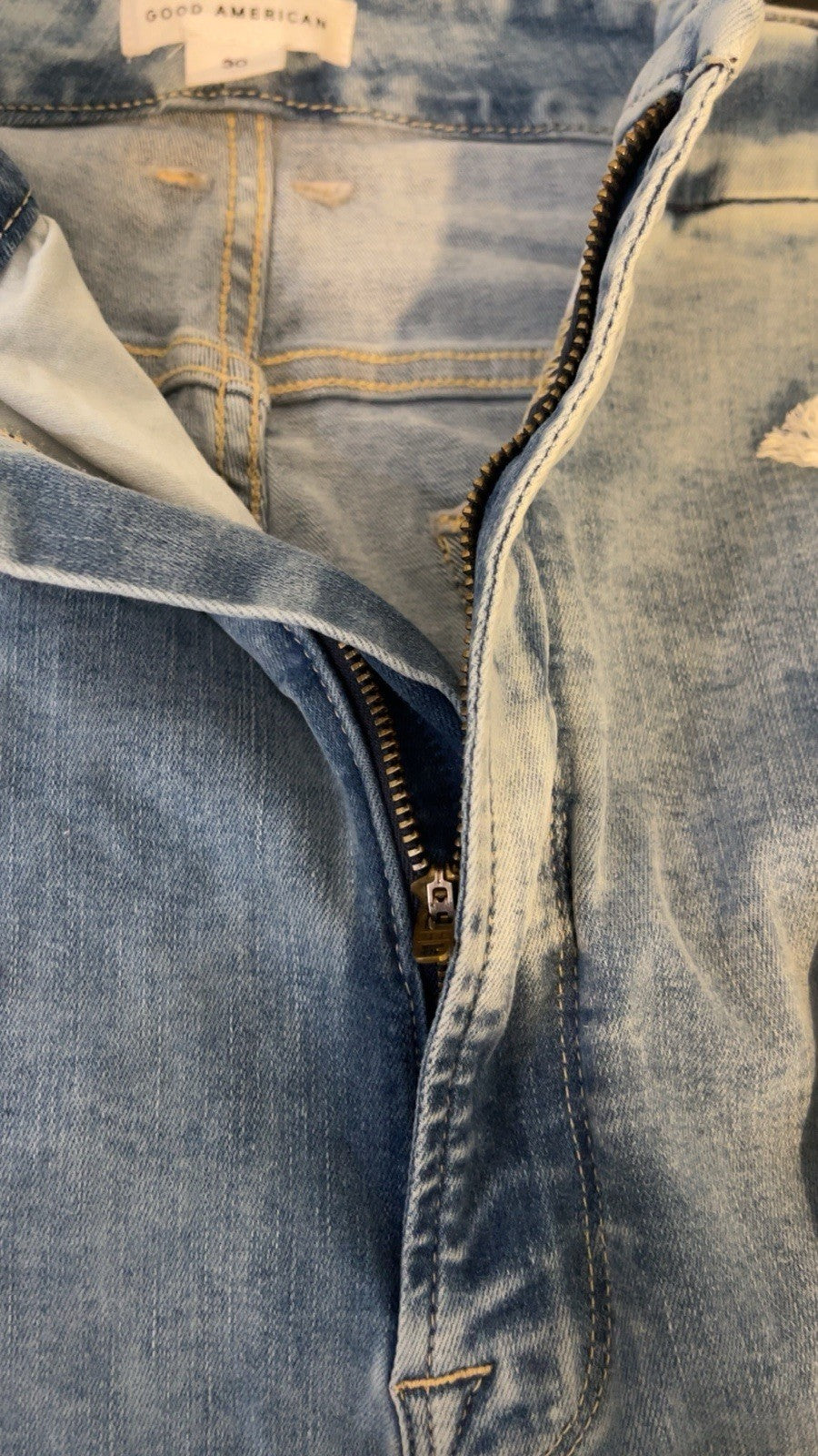 GOOD AMERICAN Good Legs Skinny Crop Jeans Chewed Hem Blue616 UK 34 (US 30)