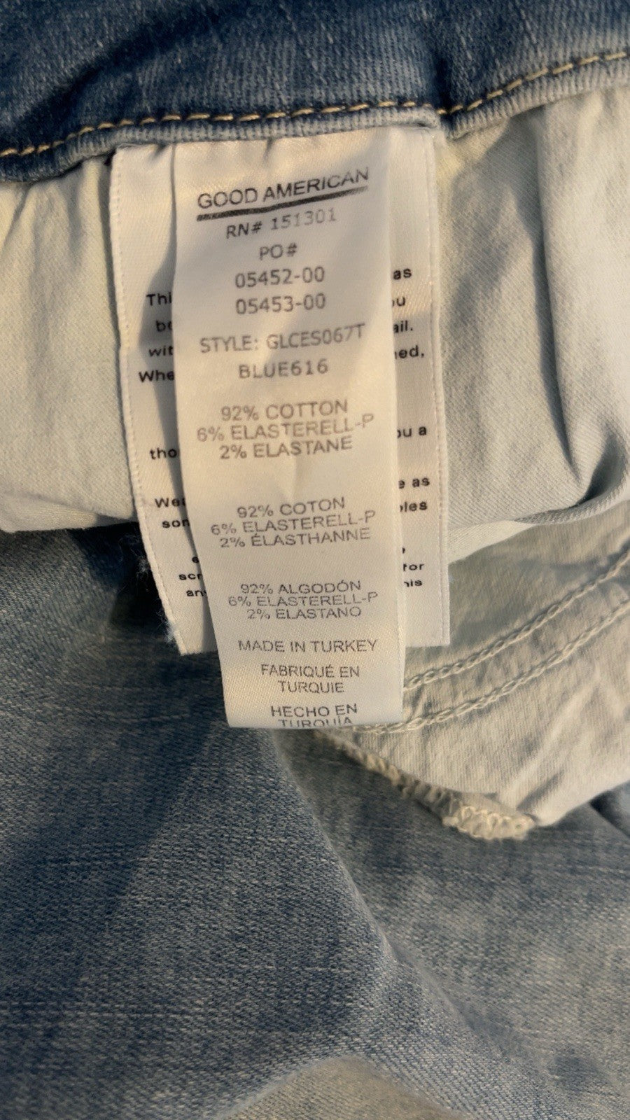 GOOD AMERICAN Good Legs Skinny Crop Jeans Chewed Hem Blue616 UK 34 (US 30)