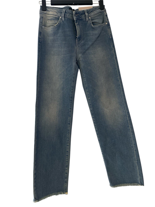 Supertrash ST Studio Blue Raw Edge Cropped Straight Jeans Stretch Size 26”