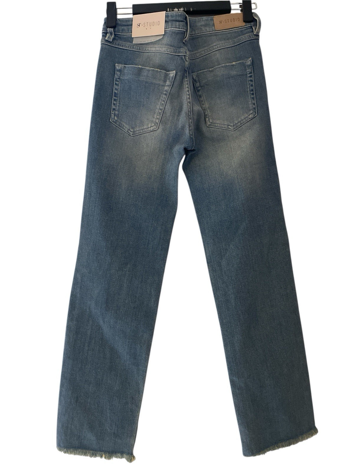 Supertrash ST Studio Blue Raw Edge Cropped Straight Jeans Stretch Size 26”