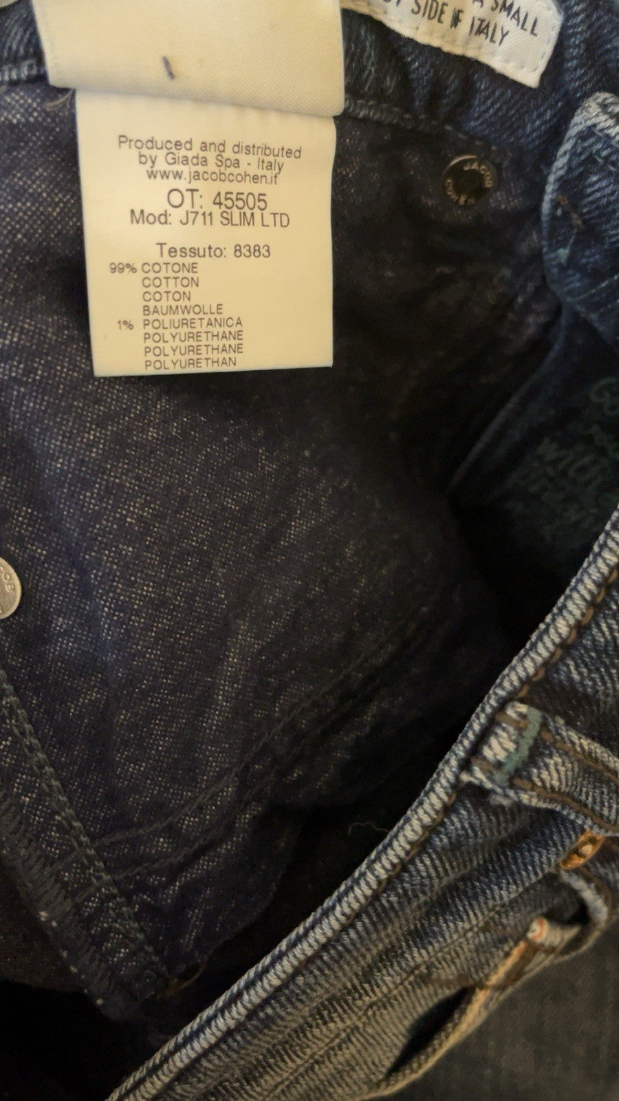 Jacob Cohen Womens Jeans Blue W26 L32 J711 Slim Fit Stretch Denim Low Rise