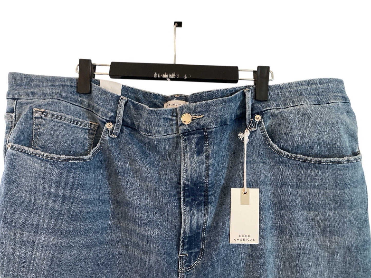 GOOD AMERICAN Good Legs Ripped Crop Skinny Jeans Blue617 UK 30 (US 26)