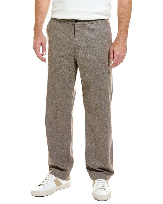 TED BAKER Leyden Fit Wool-blend Flannel Pants Trousers In Brown Size W36 R