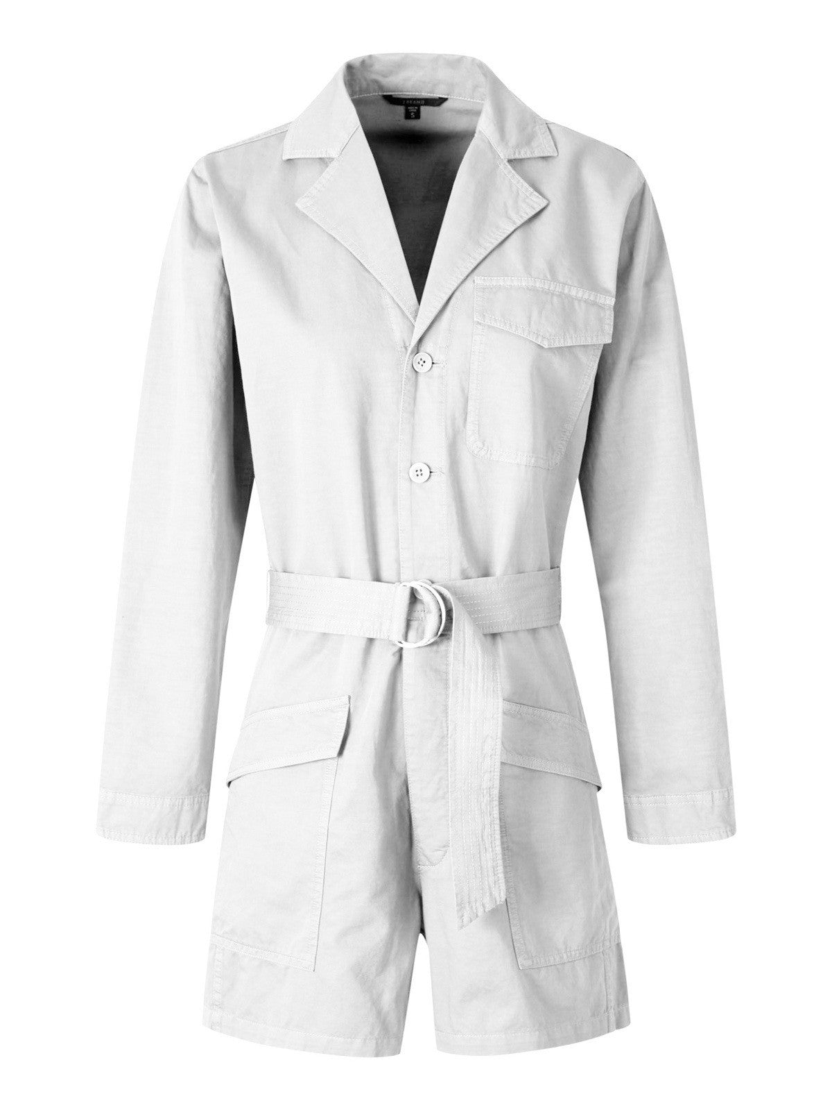 J Brand Womens Long Sleeve Utility Romper Playsuit Size S Cotton Linen White