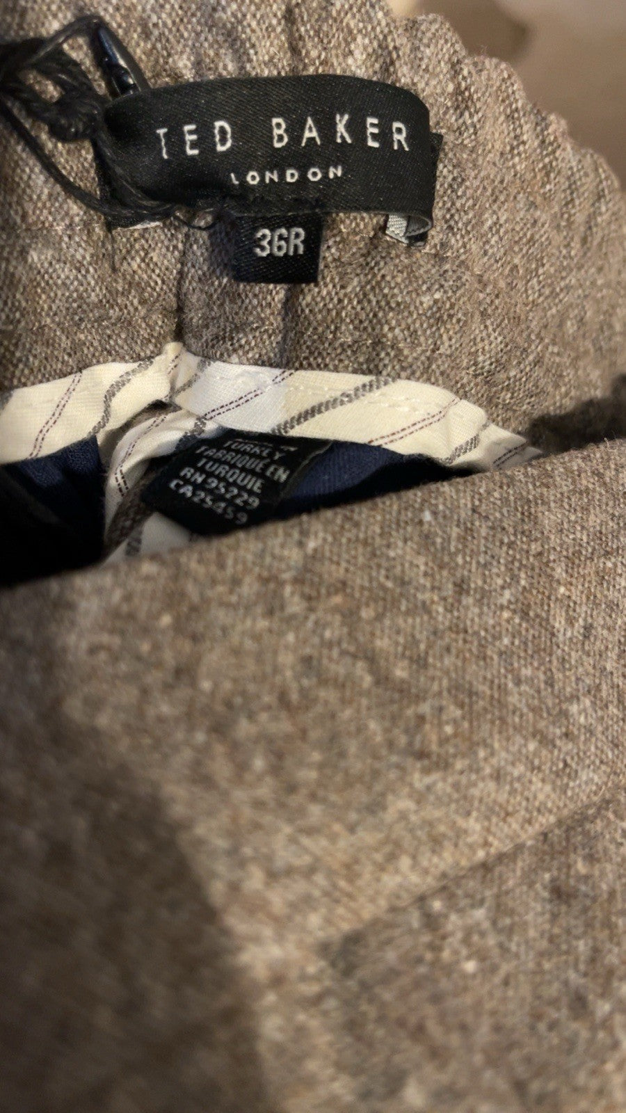 TED BAKER Leyden Fit Wool-blend Flannel Pants Trousers In Brown Size W36 R