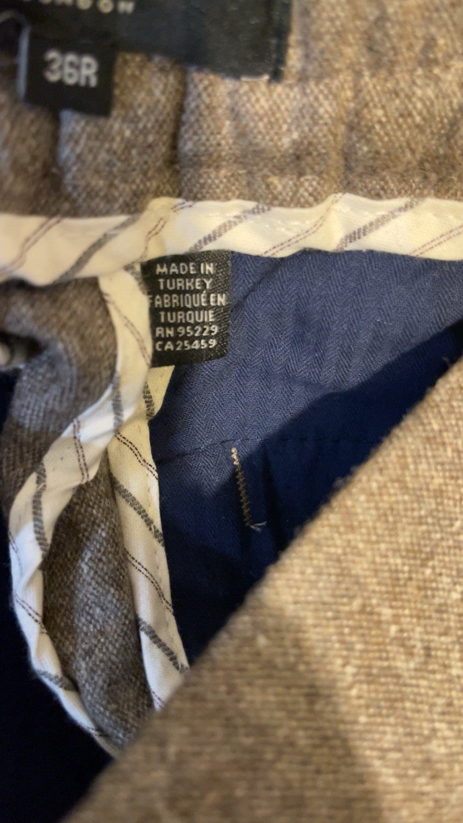 TED BAKER Leyden Fit Wool-blend Flannel Pants Trousers In Brown Size W36 R
