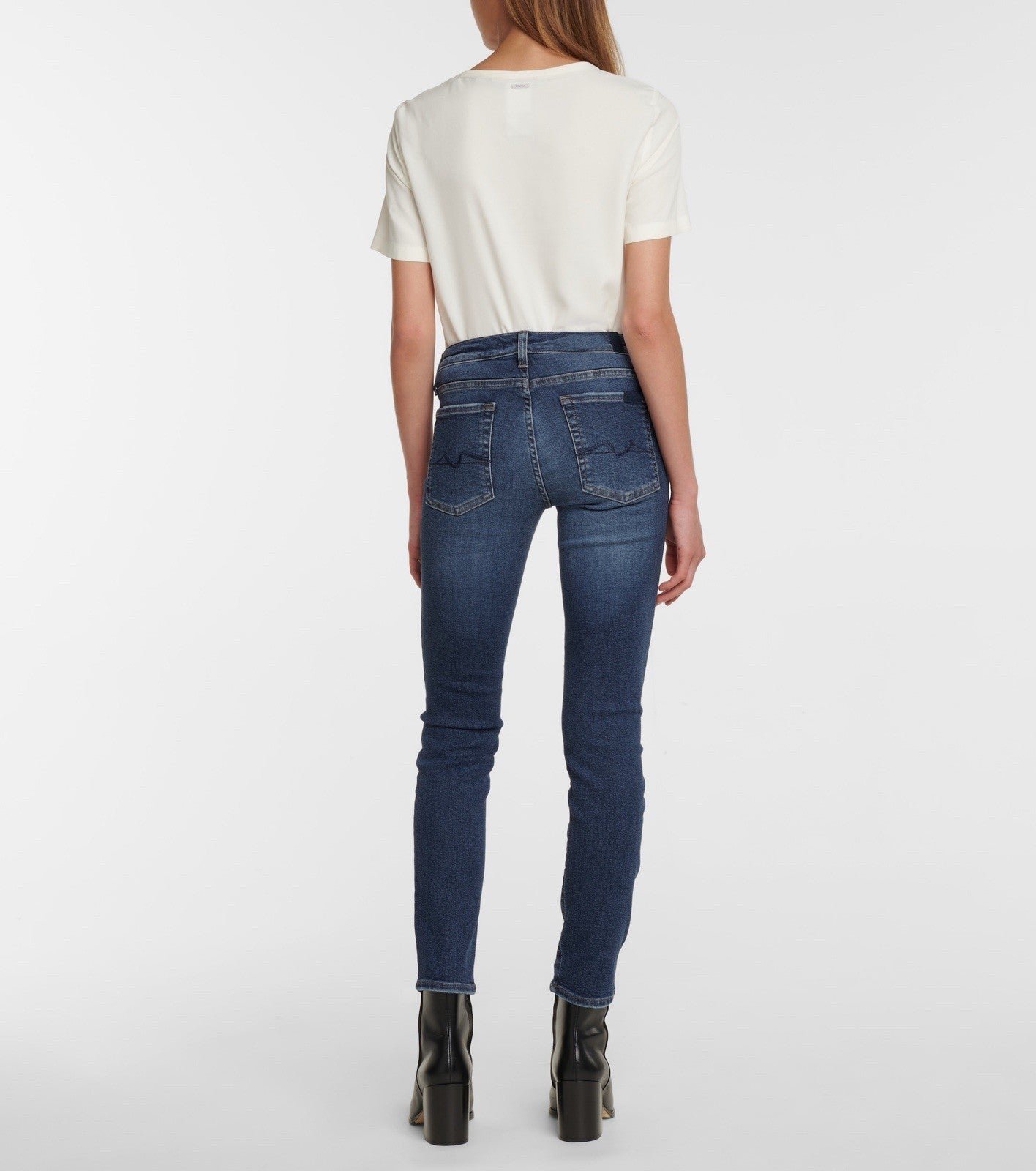 7 FOR ALL MANKIND Pyper Crop Slim Illusion Eco Low Rise Dark Blue Size W29