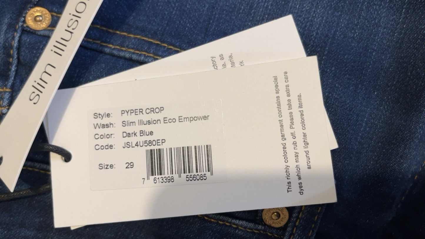 7 FOR ALL MANKIND Pyper Crop Slim Illusion Eco Low Rise Dark Blue Size W29