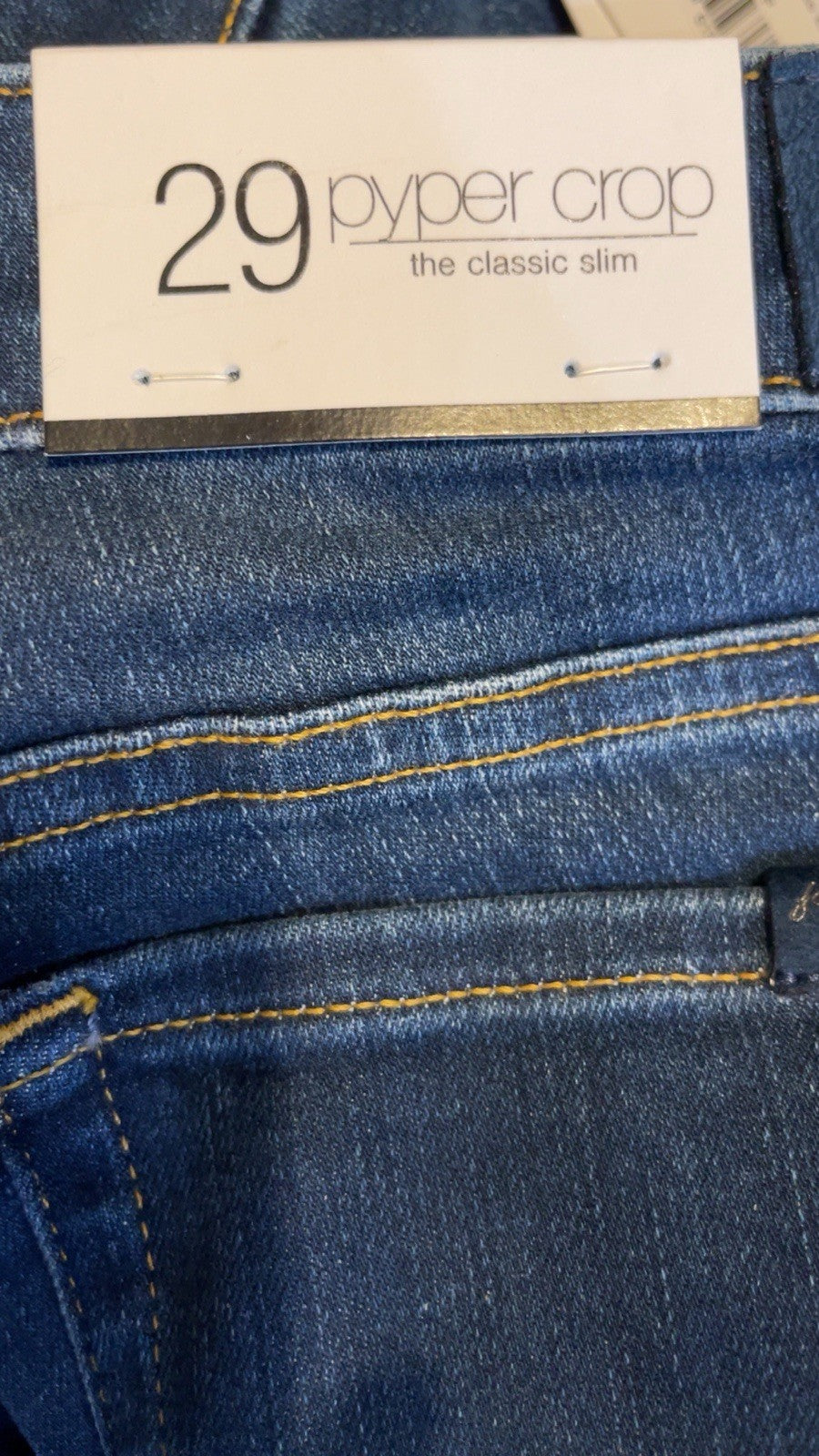 7 FOR ALL MANKIND Pyper Crop Slim Illusion Eco Low Rise Dark Blue Size W29