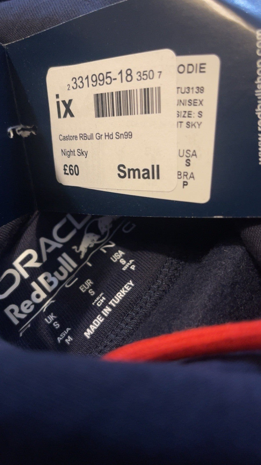 CASTORE Adult Oracle Red Bull Racing Graphic Hoodie Night Sky Size Small RRP £60