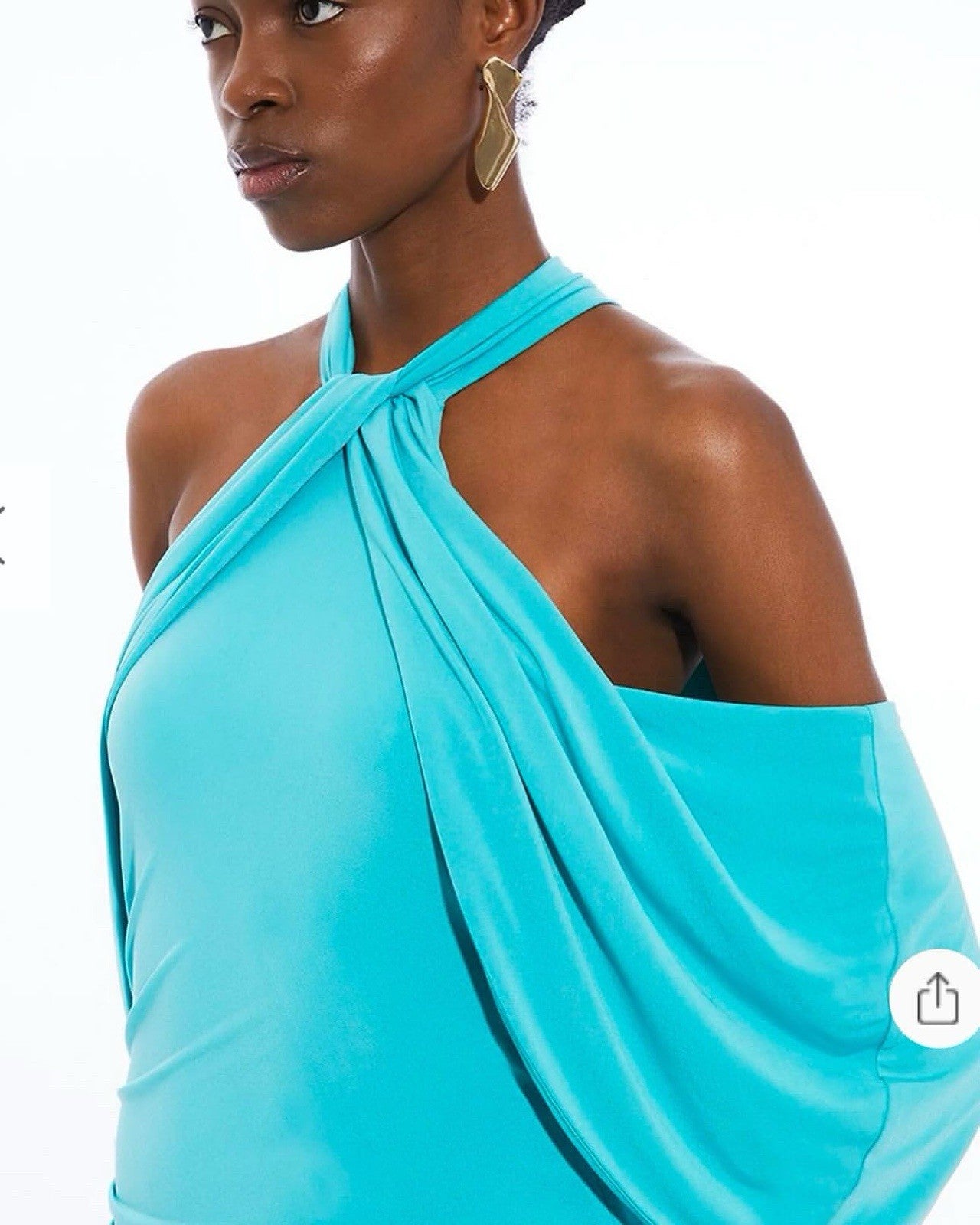 Karen Millen Jersey Crepe Cold Shoulder Midi Dress Aqua Size Small RRP £130