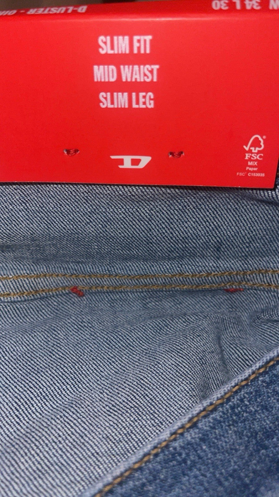 Mens Diesel D-LUSTER OIHAT Stretch Slim Straight Blue Jeans W34 L30 RRP £120