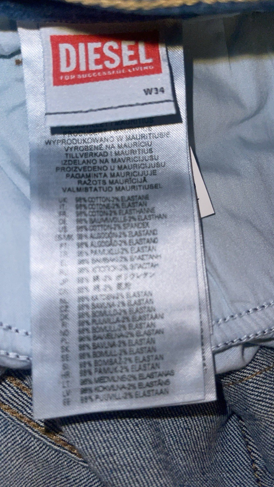 Mens Diesel D-LUSTER OIHAT Stretch Slim Straight Blue Jeans W34 L30 RRP £120