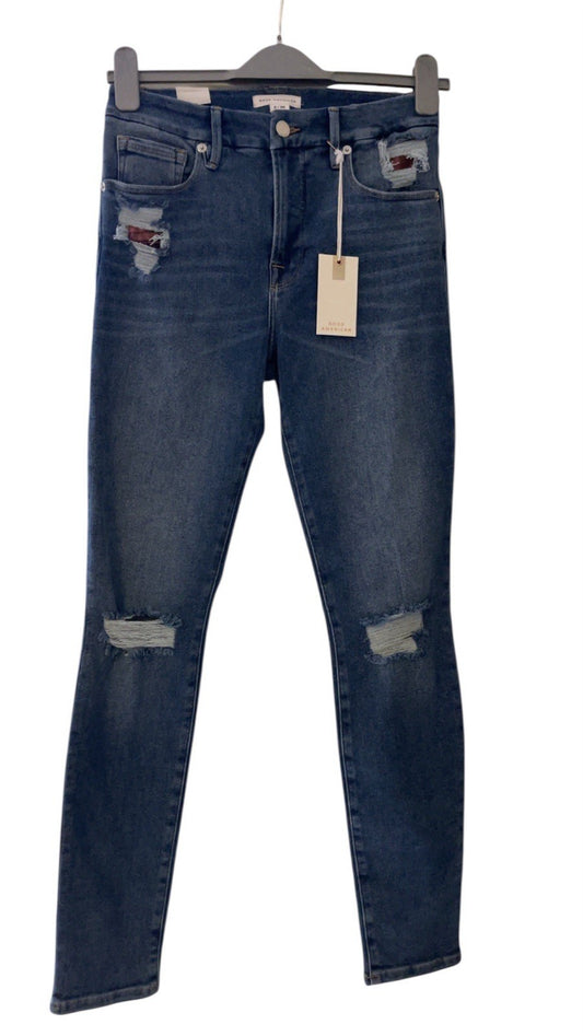 Good American Good Legs Skinny Jeans Blue 662 Distressed Zip Fly Size W26