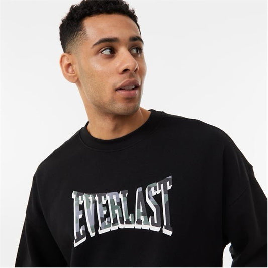 Everlast Camo Logo Sweatshirt Mens Black XL