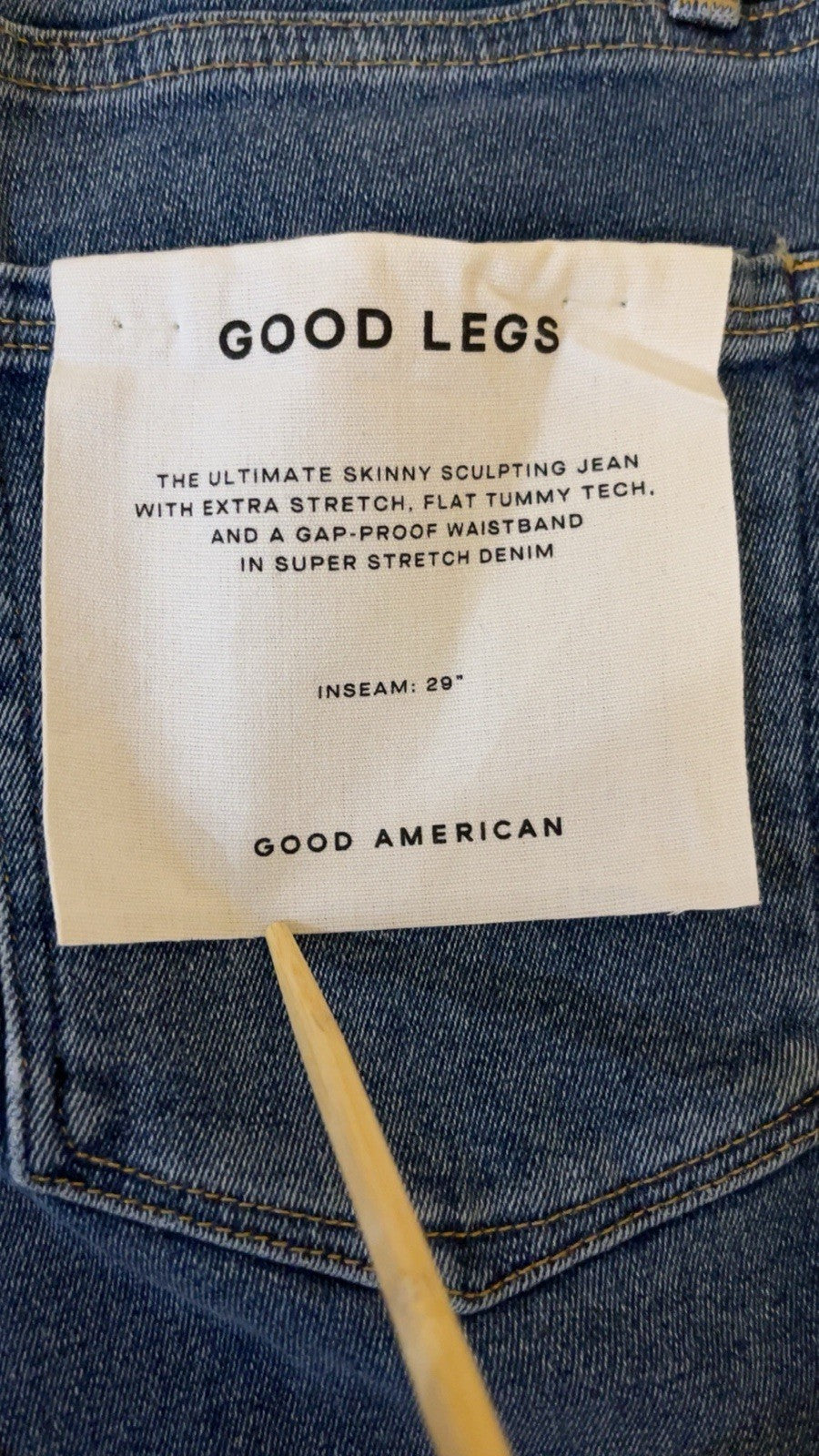 Good American Good Legs Skinny Jeans Blue 662 Distressed Zip Fly Size W26