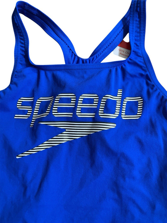 SPEEDO Womens One Piece Swimming Costume Printed Medalist AF Blue UK 12 34