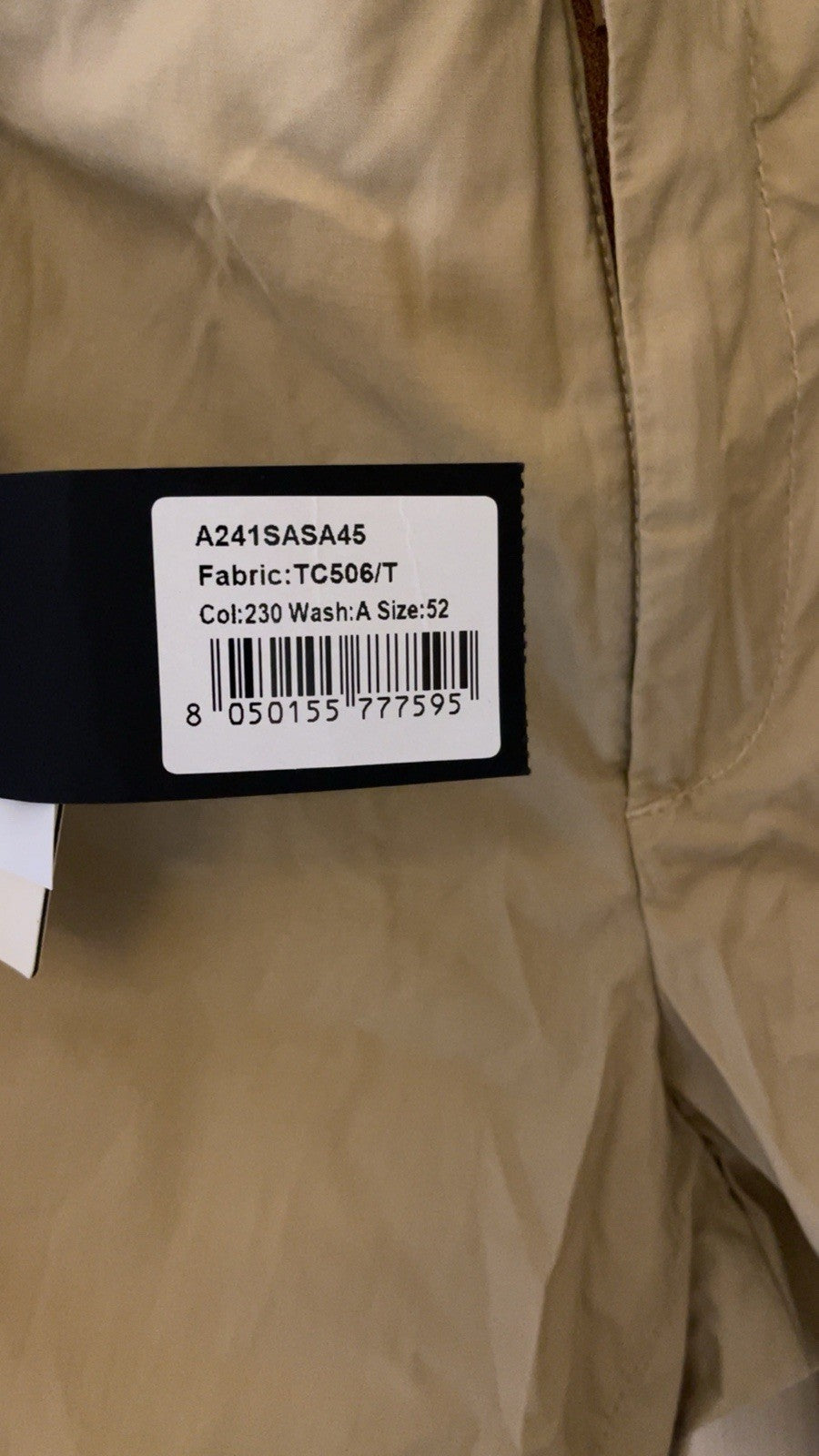 Mens Beige ATPCO AT.P.CO Chinos Slim Fit Size IT 52 W37