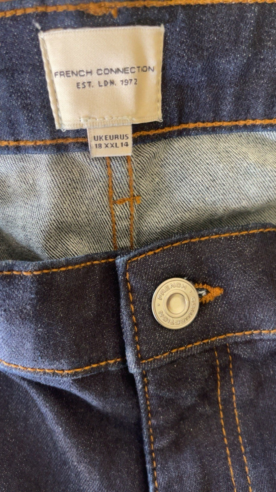 French Connection Womens Clean Indigo Stretch Wide Leg Jeans UK 18