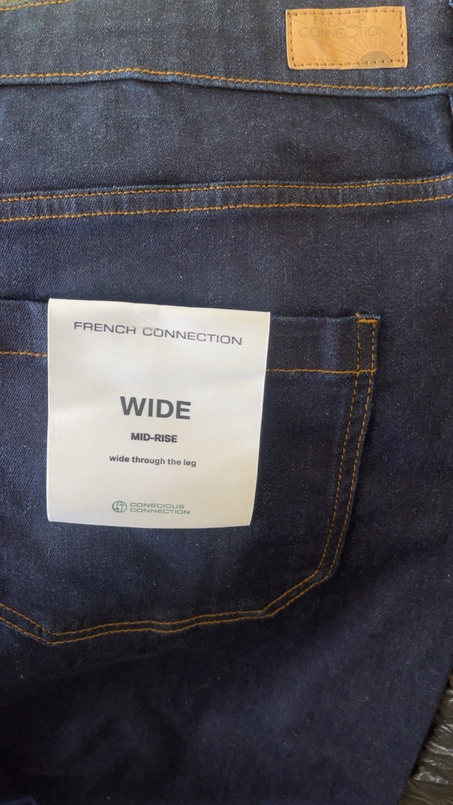 French Connection Womens Clean Indigo Stretch Wide Leg Jeans UK 18