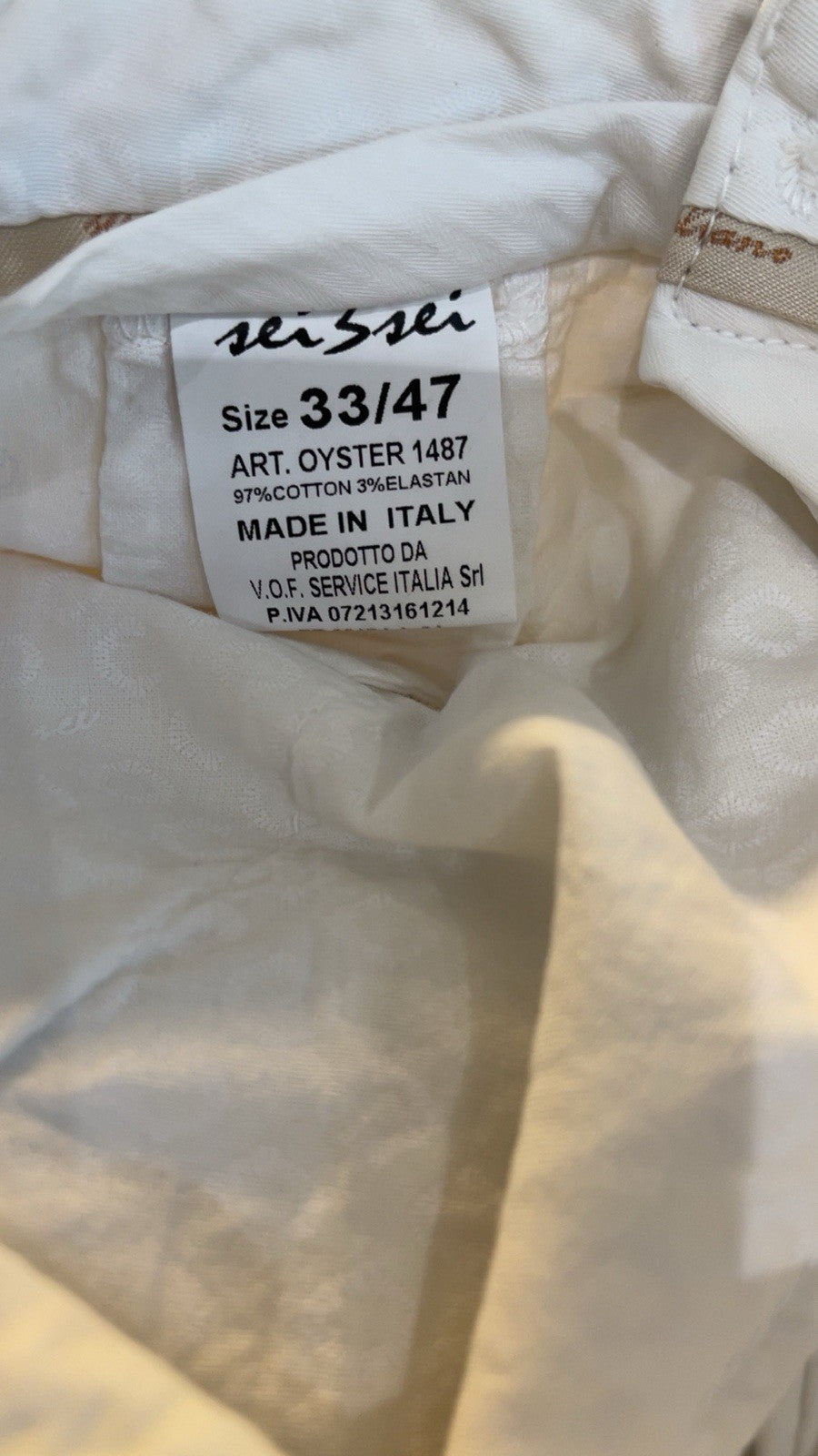SEI 3 SEI 636 Men’s Stretch Chinos Pants Trousers Cream W33