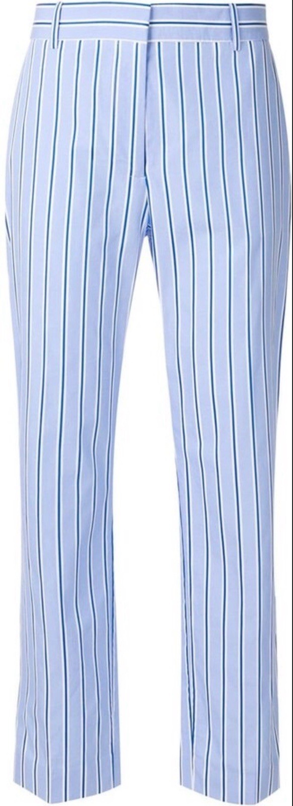 Victoria Beckham Slim Fit Pants Trousers Multi Stripe Blue Cotton UK 14 US 10