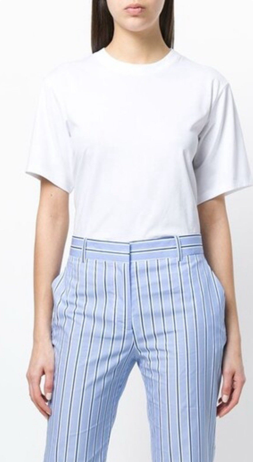 Victoria Beckham Slim Fit Pants Trousers Multi Stripe Blue Cotton UK 14 US 10