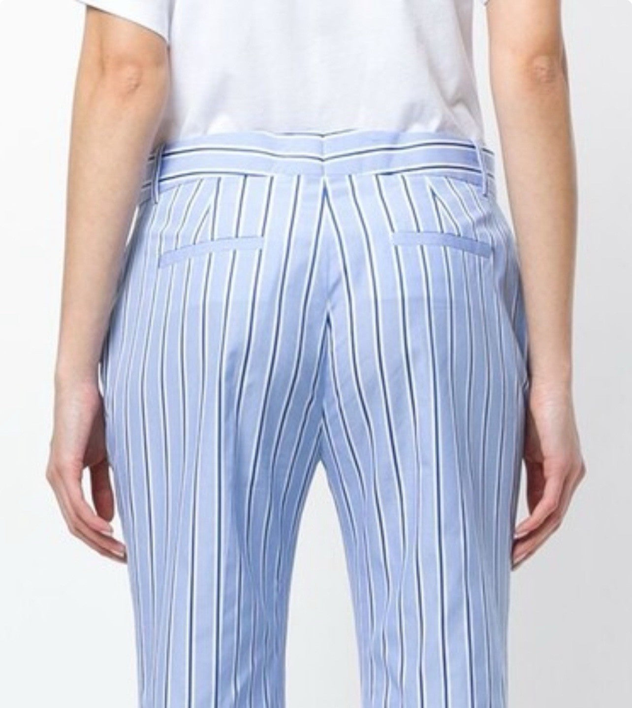 Victoria Beckham Slim Fit Pants Trousers Multi Stripe Blue Cotton UK 14 US 10