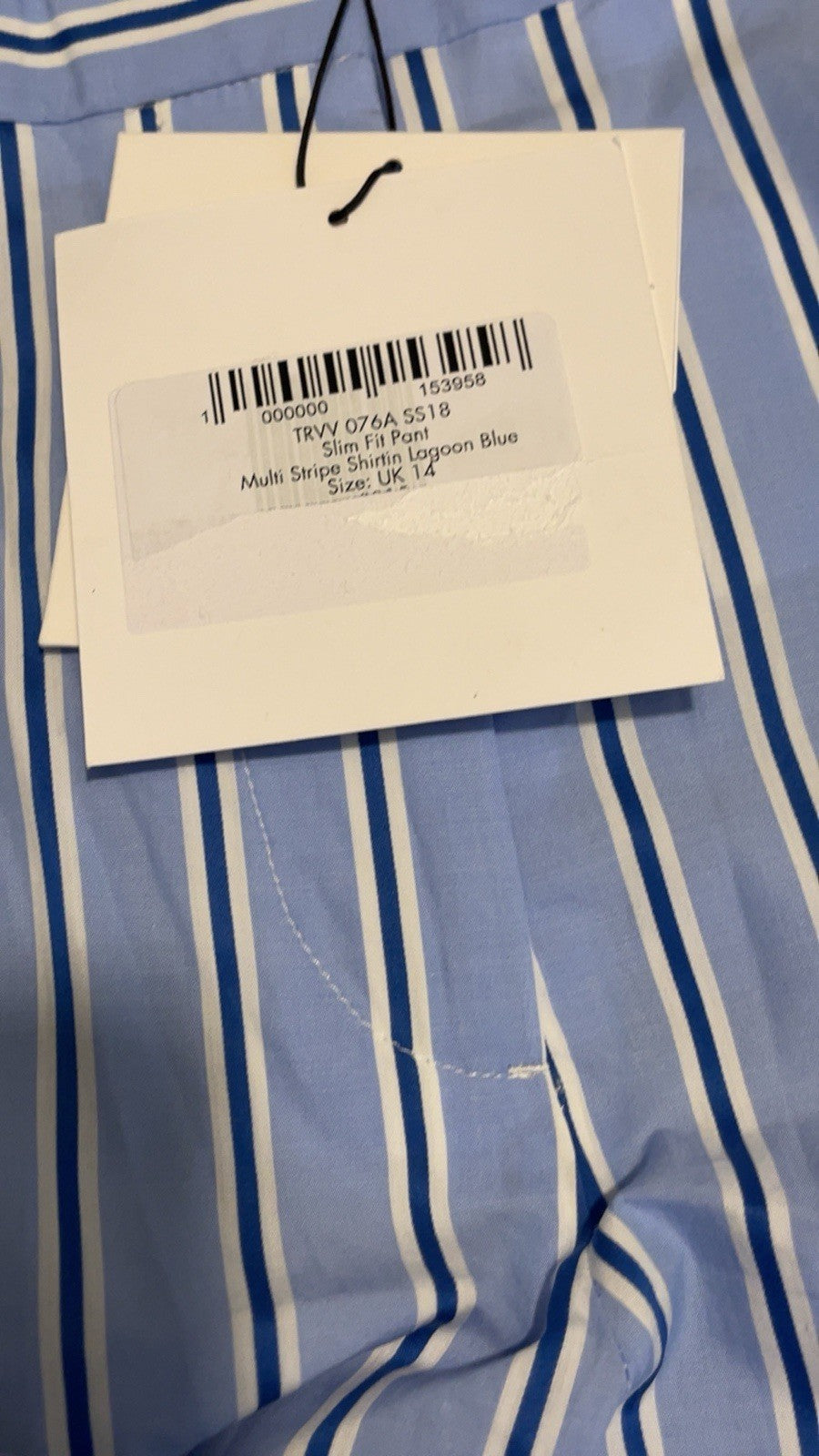Victoria Beckham Slim Fit Pants Trousers Multi Stripe Blue Cotton UK 14 US 10