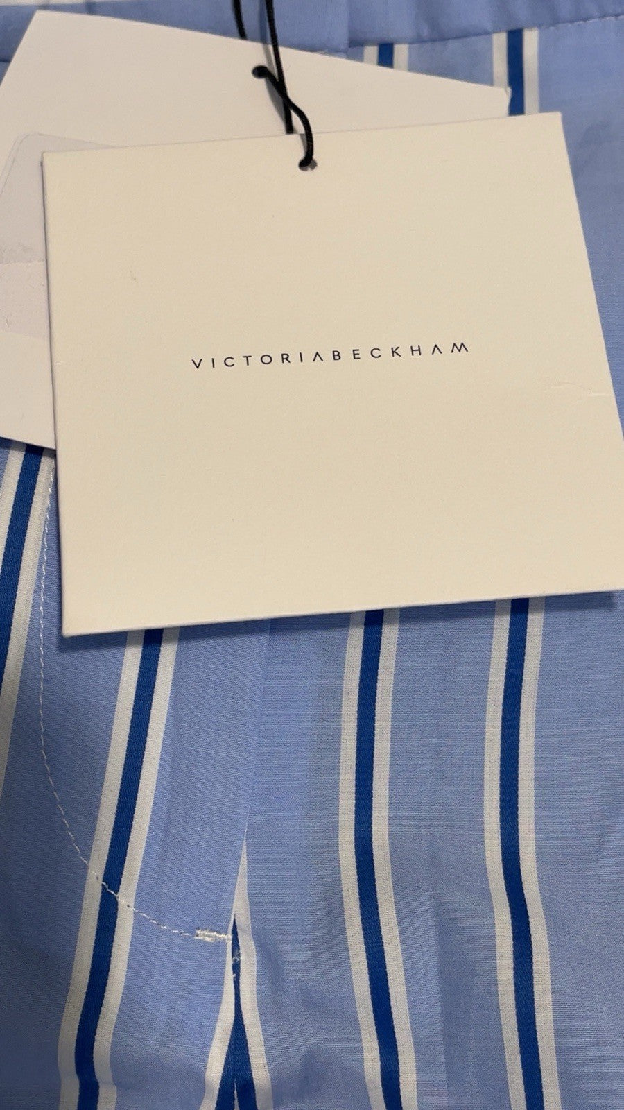 Victoria Beckham Slim Fit Pants Trousers Multi Stripe Blue Cotton UK 14 US 10