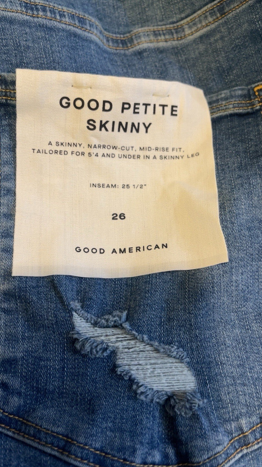 GOOD AMERICAN Good Petite Skinny Jeans Size UK 30 (US 26) Blue 622
