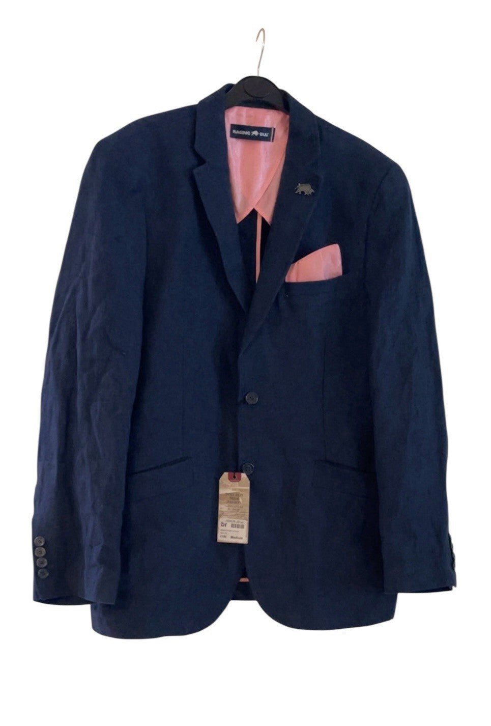 Raging Bull Linen Herringbone Blazer Navy Size M BNWT