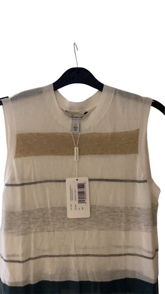 Cotton by Autumn Cashmere Beige Brown 100% Cotton Round Neck Sleeveless Knit XS
