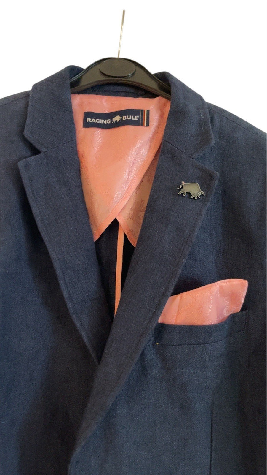 Raging Bull Linen Herringbone Blazer Navy Size M BNWT