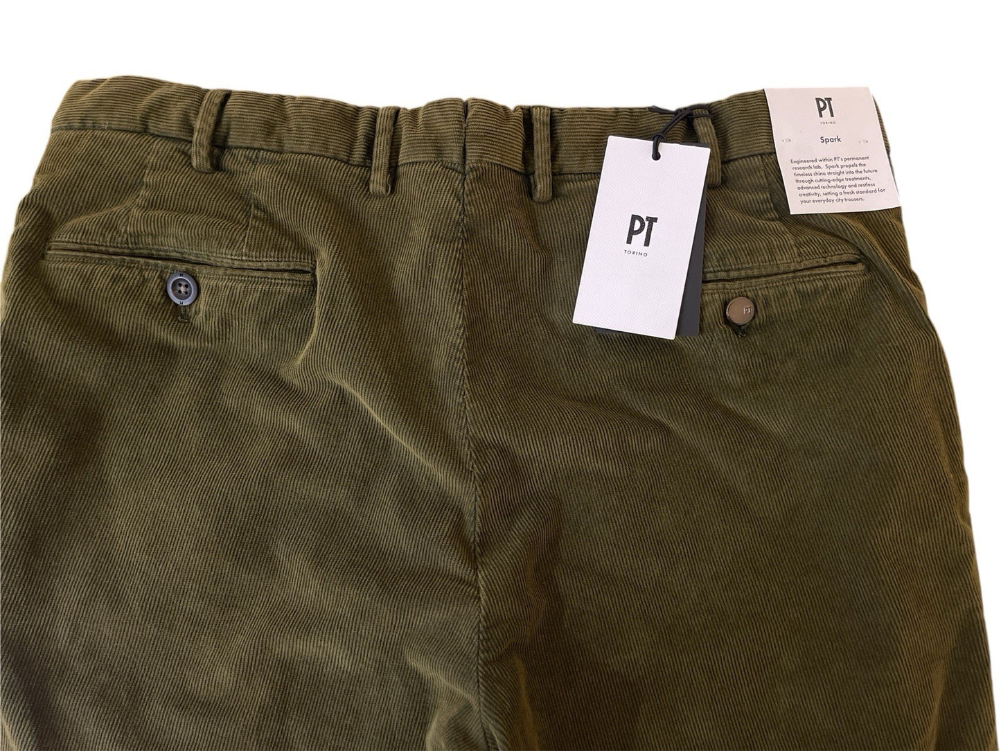 PT Torino Spark Green Pants Trousers Stretch Cotton Freedom Chinos Straight W34