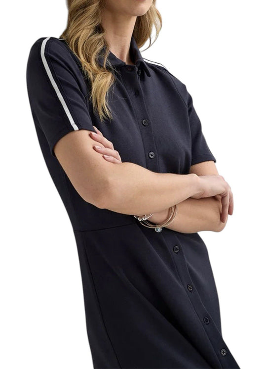 Ex Joules Ava Navy Button Down Ponte Midi Maxi Midaxi Dress RRP £65
