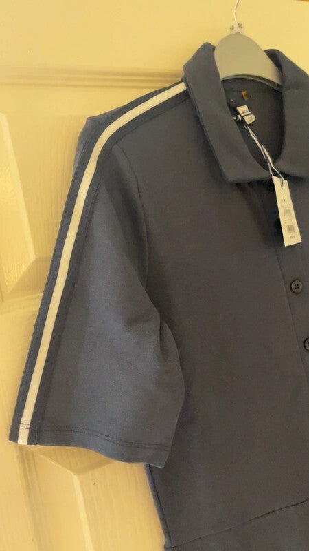 Ex Joules Ava Navy Button Down Ponte Midi Maxi Midaxi Dress RRP £65