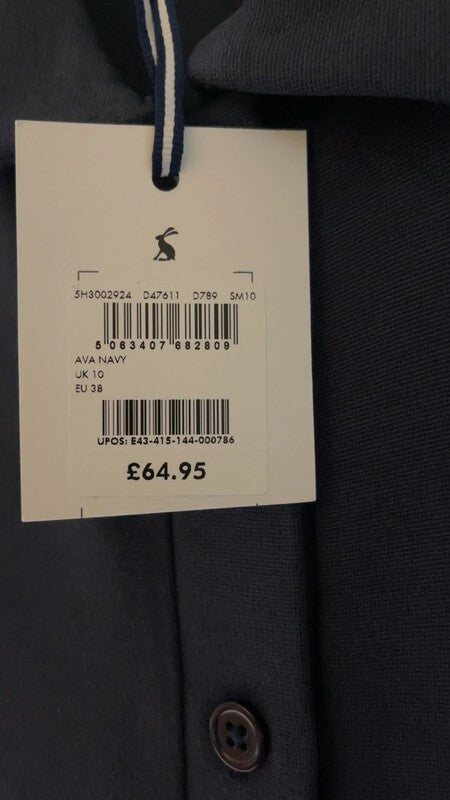 Ex Joules Ava Navy Button Down Ponte Midi Maxi Midaxi Dress RRP £65